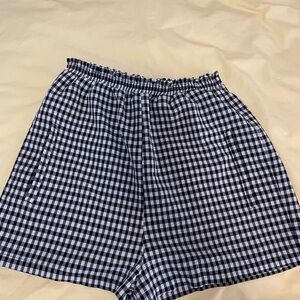 Olivaceous Black and White Checkered High Waist Shorts